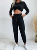 Ensembles Deux Pièces Femme à Col Rond avec Manches Longues Pantalons avec Poches Unicolore
