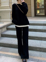 Ensembles Deux Pièces Femme à Col Rond avec Manches Longues Pantalons Longs