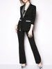 Ensembles Deux Pièces Femme Blazer à Col Revers avec Manches Longues Coupe Cintrée à Lacets Pantalons Bicolores