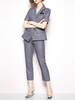 Ensembles Deux Pièces Femme Blazer à Col Revers avec Manches Longues Coupe Cintrée à Lacets Pantalons Longs Unicolore