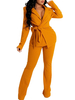Ensembles Deux Pièces Femme Blazer à Col Revers avec Manches Longues Coupe Cintrée Pantalons Longs Unicolore