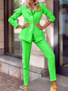 Ensembles Deux Pièces Femme Blazer à Col Revers avec Manches Longues Pantalons Longs Unicolore