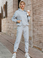 Ensembles Deux Pièces Femme Décontracté Sweat à Capuche avec Manches Longues avec Poches Pantalons Longs Unicolore Ensembles Deux Pièces