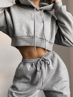 Ensembles Deux Pièces Femme Décontracté Taille Haute à Capuche avec Manches Longues Pantalons