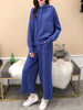 Ensembles Deux Pièces Femme en Côtelé à Capuche avec Manches Longues Pantalons Longs