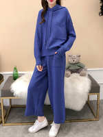 Ensembles Deux Pièces Femme en Côtelé à Capuche avec Manches Longues Pantalons Longs