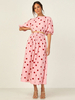 Ensembles Deux Pièces Femme Imprimé Taille Haute à Col Rond Jupe Longue
