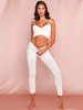 Ensembles Deux Pièces Femme Moulante Taille Haute avec Bretelles à Col Décolleté Pantalons Long Moulant Unicolore