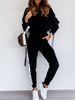 Ensembles Deux Pièces Femme Sweat avec Manches Longues Pantalons Longs Bicolores