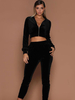Ensembles Deux Pièces Femme Taille Haute à Zip avec Manches Longues Pantalons Longs Unicolore Vêtement de Sport