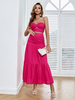 Ensembles Deux Pièces Femme Taille Haute Jupe Longue Bas Evasée Unicolore