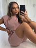 Ensembles Deux Pièces Femmes Moulants avec Epaulé à Col Rond sans Manches Shorts Unicolore Ensembles Deux Pièces Sexy