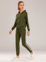 Ensembles Deux Pièces Imprimé Rayures Femme à Capuche avec Manches Longues Pantalons Bicolores
