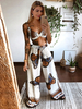 Ensembles Deux Pièces Imprimés Taille Haute Femme avec Bretelles à Col Décolleté en V Coupe Cintrée à Lacets Elastique Multicolores Sexy Eté