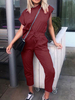 Ensembles deux pièces Jewel Neck Casual manches courtes femmes Outfit