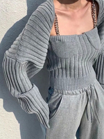 Ensembles Deux Pièces Pull Femme avec Manches Longues Amples Top Sexy