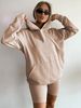 Ensembles Deux Pièces Sweat à Capuche avec Manches Longues avec Poches Shorts Unicolore