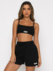 Ensembles Deux Pièces Taille Haute avec Bretelles à Col Carré Shorts Ensembles Vêtement de Sport Sexy