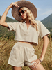 Ensembles Deux Pièces Taille Haute avec Bretelles à Col V Shorts Unicolore