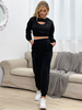 Ensembles Deux Pièces Taille Haute Femme avec Manches Longues Pantalons Longs Unicolore Vêtement de Sport