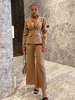 Ensembles Deux Pièces Tailleurs Femme Blazer à Col Revers avec Manches Longues Pantalons Longs Unicolore