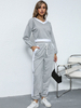 Ensembles Deux Pièces Tailleurs Femme Taille Haute à Col Rond Pantalons Longs avec Manches Longues Bicolores