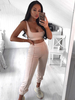 Ensembles Deux Pièces Tops et Pantalons Femmes Top avec Bretelles à Col Décolleté en Carré Pantalons Moulants Unicolore Sexy