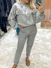 Ensembles Femmes Top et Pantalons Sweat à Capuche à Lacets avec Manches Longues Volantes Pantalons Moulants avec Poches Unicolore