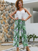 Ensembles Femmes Top et Pantalons Top à Col V sans Manches Unicolore Pantalons Longs Décontracté Imprimés Coupe Cintrée Elastique