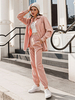 Ensembles Femmes Top et Pantalons Veste à Col V avec Manches Longues Fermeture avec Boutons avec Poches Pantalons Droits Coupe Cintrée Elastique avec Poches Unicolore