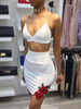 Ensembles Top et Jupes Courtes Femmes avec Bretelles à Col Décolleté en V Taille Haute Jupes Moulantes Coupe Cintrée Imprimé Bicolores Sexy
