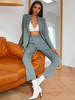 Ensembles Top et Pantalons Femmes Imprimés Les Rayures Blazer à Col Revers avec Manches Longues Pantalons Longues Droites avec Poches Bicolores