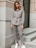Ensembles Top et Pantalons Veste à Col Revers avec Manches Longues Ceinturé à Lacets Pantalons Droits Unicolore