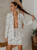 Ensembles Top et Pull Imprimé Veste avec Col Revers avec Manches Longues Pull Moulant Court Bicolores