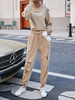 Ensmebles Deux Pièces Femme Sweat à Col Rond avec Manches Longues Pantalons Longs Unicolore