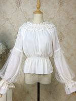 Eric White Lolita Blouses Dentelle Volants Lolita Top Manches Longues Lolita Chemise