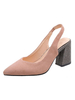 Escarpins à bride arrière en V pour femmes Talons hauts Bout pointu Talon trapu Chaussures grande taille
