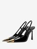 Escarpins à bride arrière pour femmes talons hauts noirs à bout pointu