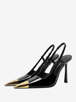 Escarpins à bride arrière pour femmes talons hauts noirs à bout pointu