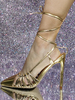 Escarpins à lacets à talons aiguilles et bout pointu pour femmes grande taille dorés