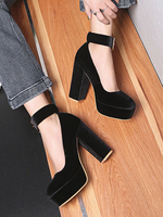 Escarpins à Plateforme à Talon Haut en Velours pour Femmes avec Boucle Rétro Chaussures à Talons Hauts Femme