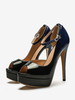 Escarpins À Plateforme Noirs Vernies Femmes Chaussures Bride À La Cheville À Bout Ouvert