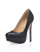 Escarpins à talons aiguilles formels noirs en pu avec plate-forme