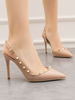 Escarpins à talons aiguilles pour femmes à bout pointu et talons aiguilles en nude