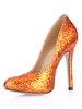 Escarpins à talons aigus oranges brillants à bout pointu