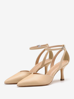 Escarpins À Talons Chaton Nus Chaussures Femmes À Bout Pointu Sangle De Cheville
