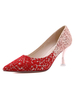 Escarpins à Talons Hautes de Soirée Femmes à Cuir Synthétique Cousu en Paillettes avec Bout Pointu Bicolores Chaussures de Soirée