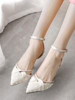Escarpins à Talons Hautes Femmes à Cuir Synthétique avec Bout Pointu avec Boucles Décos avec Pompons Unicolore