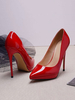 Escarpins à Talons Hautes Fins avec Plate Femmes à Cuir Synthétiques Vernis avec Bout Pointu Unicolore