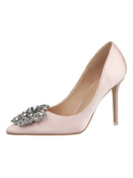 Escarpins à Talons Hautes Fins en Satin en Paillette à Bout Pointu à Cuir Synthétique Unicolore Chaussure de Soirée